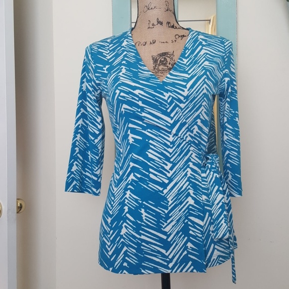 Banana Republic Tops - Banana Republic Blue and White Wrap Top